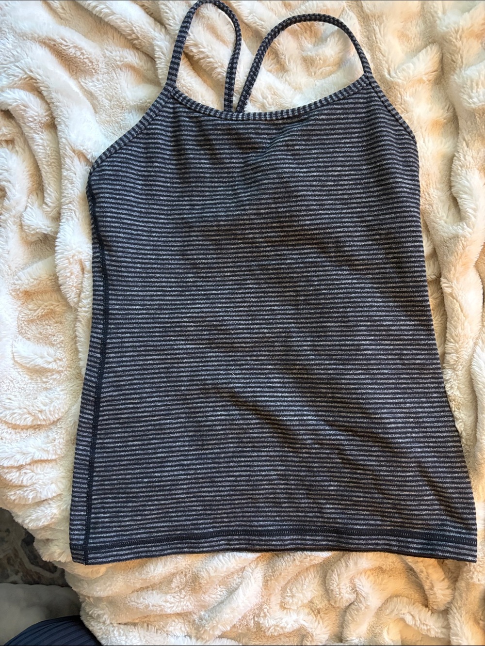 lululemon athletica Black and Gray Striped Racerback Camisole